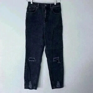 ASOS black faded straight leg jeans womens size W30 L30 high waisted Distressed